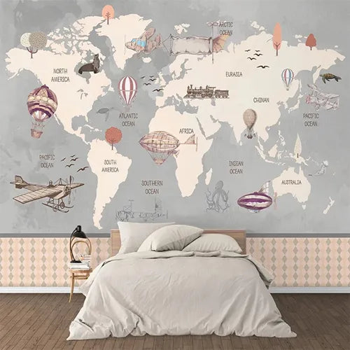 papier peint mappemonde
